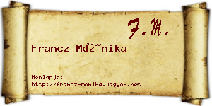 Francz Mónika névjegykártya
